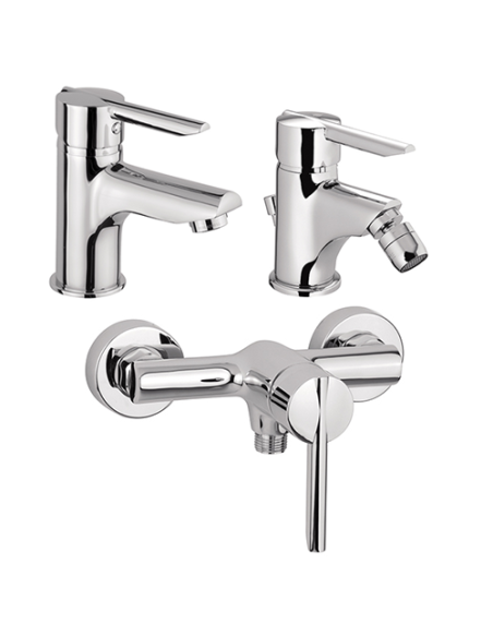 Set Rubinetti Piralla per lavabo e bidet con scarico automatico e doccia esterno serie Syrena cromato - Kallea