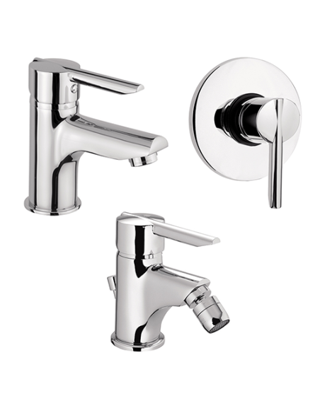 Set Rubinetti Piralla per lavabo e bidet con scarico automatico e doccia incasso serie Syrena cromato - Kallea