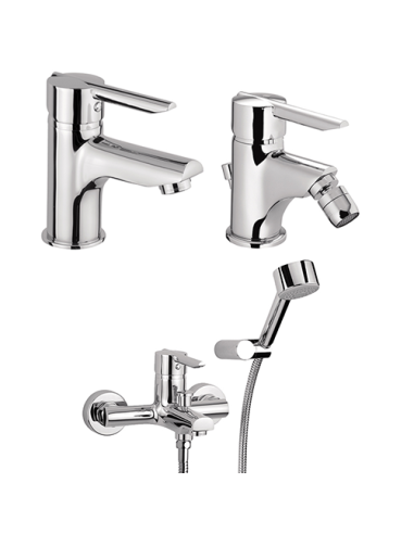 Set Rubinetti Piralla per lavabo e bidet con scarico automatico e vasca serie Syrena cromato - Kallea