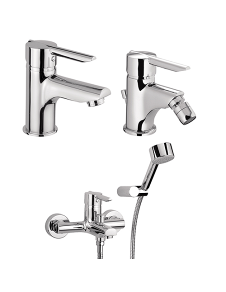 Set Rubinetti Piralla per lavabo e bidet con scarico automatico e vasca serie Syrena cromato - Kallea