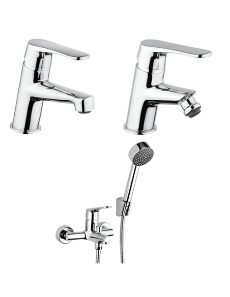 Set Rubinetti Piralla per lavabo e bidet con scarico automatico e vasca serie Global cromato - Kallea