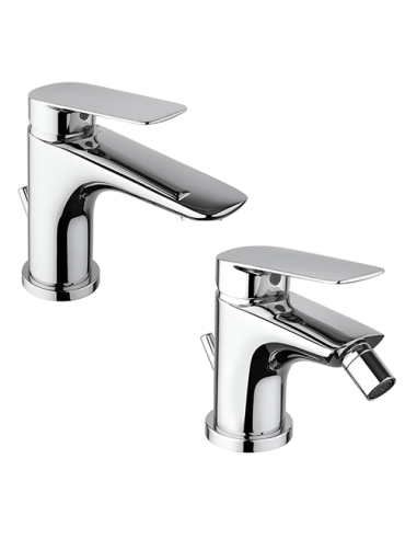 Set Rubinetti Piralla per lavabo e bidet con scarico automatico serie Lake cromato - Kallea