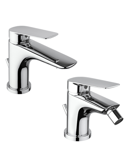 Set Rubinetti Piralla per lavabo e bidet con scarico automatico serie Lake cromato - Kallea