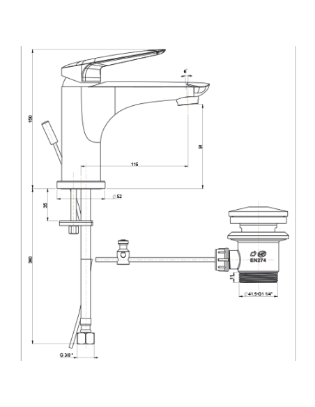 Set Rubinetti Piralla per lavabo e bidet con scarico automatico serie Lake cromato - Kallea