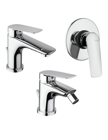 Set Rubinetti Piralla per lavabo e bidet con scarico automatico e doccia incasso serie Lake cromato - Kallea