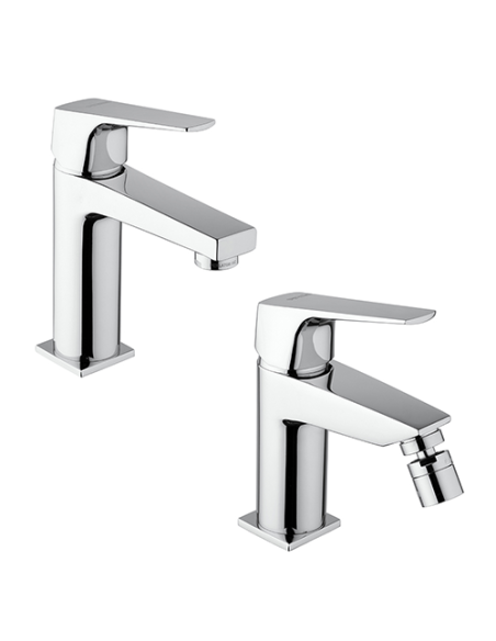 Set Rubinetti Piralla per lavabo e bidet con scarico automatico serie Ice cromato - Kallea