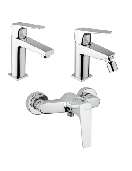 Set Rubinetti Piralla per lavabo e bidet con scarico automatico e doccia esterno serie Ice cromato - Kallea