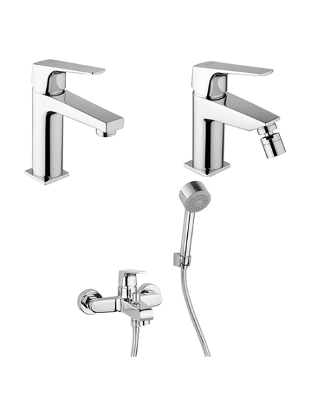 Set Rubinetti Piralla per lavabo e bidet con scarico automatico e vasca serie Ice cromato - Kallea