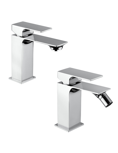 Set Rubinetti Piralla per lavabo e bidet con scarico automatico serie Polo cromato - Kallea