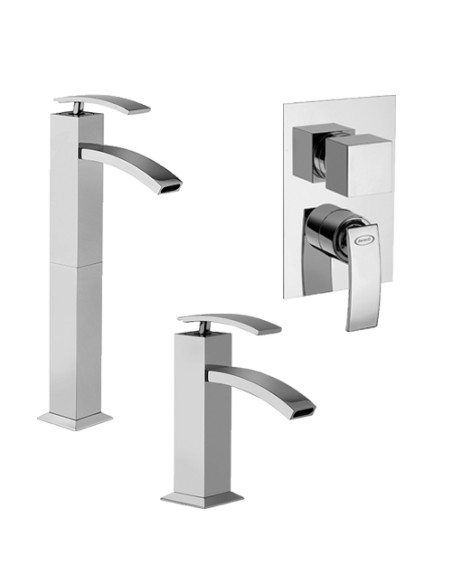 Set Rubinetti Jacuzzi per lavabo alto e bidet senza scarico e vasca serie  Roy cromato