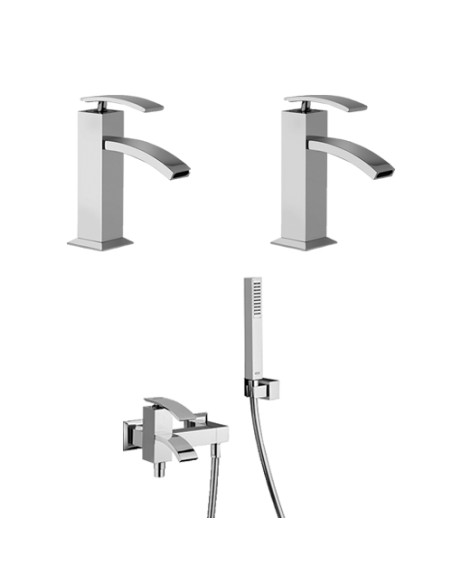 Set Rubinetti Jacuzzi per lavabo e bidet con pilette click clack incluse e vasca serie Golden cromato - Kallea