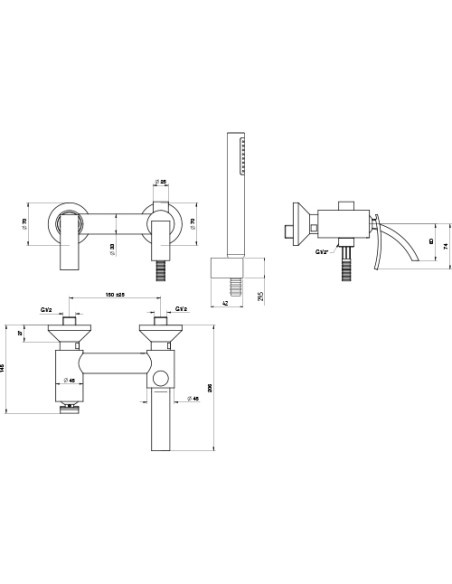 Set Rubinetti Jacuzzi per lavabo e bidet con piletta click clack inclusa e vasca serie Roy cromato - Kallea