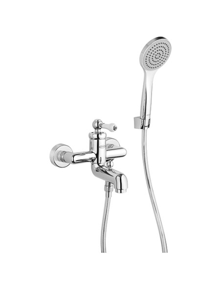 Set Rubinetti Jacuzzi per lavabo e bidet con pilette click clack incluse e vasca serie Vintage cromato - Kallea