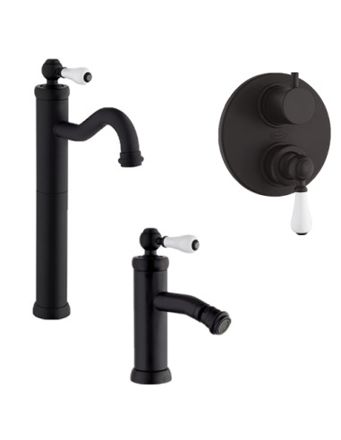 Set Rubinetti Jacuzzi per lavabo alto e bidet con pilette click clack incluse e doccia incasso con deviatore serie Vintage YO...