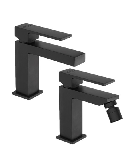 Set Rubinetti Jacuzzi per lavabo e bidet con pilette click clack incluse serie Kley YO nero opaco - Kallea