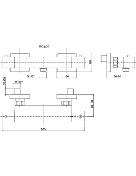 Set Rubinetti Jacuzzi per lavabo a parete e bidet con pilette click clack incluse e doccia esterno serie Kley YO nero opaco -...