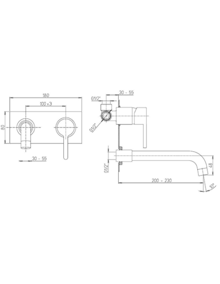 Set Rubinetti Jacuzzi per lavabo a parete con piastra e bidet con pilette click clack incluse serie Sunrise cromato - Kallea