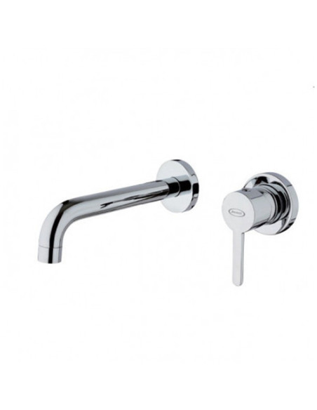 Set Rubinetti Jacuzzi per lavabo a parete e bidet con pilette click clack incluse e doccia esterno serie Sunrise cromato - Ka...