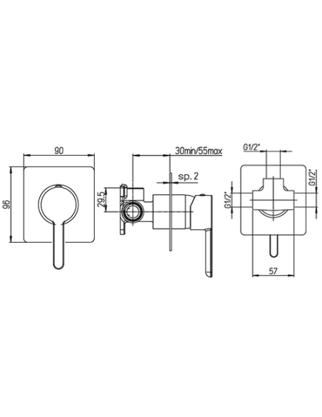 Set Rubinetti Jacuzzi per lavabo a parete e bidet con pilette click clack incluse e doccia incasso serie Sunrise cromato - Ka...