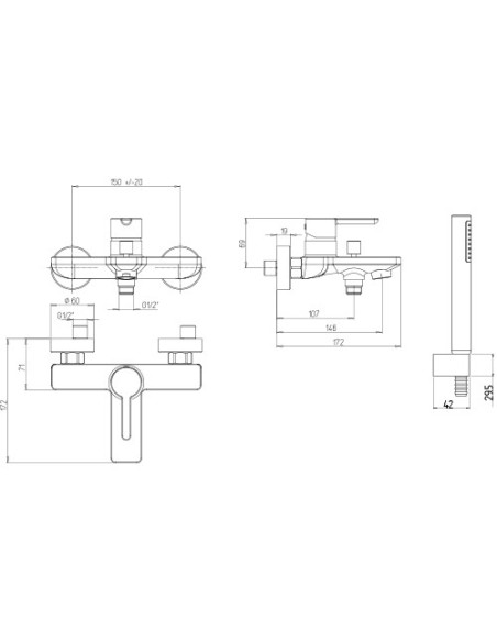 Set Rubinetti Jacuzzi per lavabo e bidet con pilette click clack incluse e vasca serie Sunrise cromato - Kallea