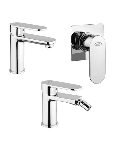 Set Rubinetti Jacuzzi per lavabo e bidet con pilette click clack incluse e doccia incasso serie Bora cromato - Kallea