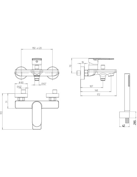 Set Rubinetti Jacuzzi per lavabo e bidet con pilette click clack incluse e vasca serie Bora cromato - Kallea