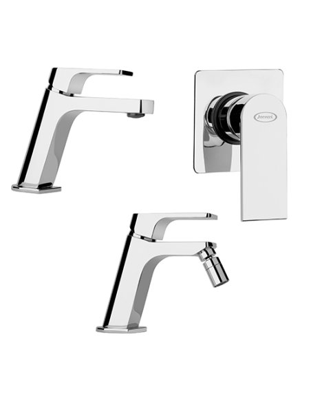 Set Rubinetti Jacuzzi per lavabo e bidet con piletta click clack inclusa serie Wind e doccia incasso cromato - Kallea