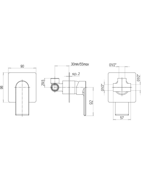 Set Rubinetti Jacuzzi per lavabo e bidet con piletta click clack inclusa serie Wind e doccia incasso cromato - Kallea