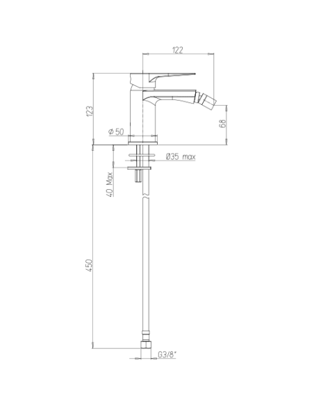 Rubinetto Jacuzzi per bidet serie Light con piletta click clack inclusa 0LT00092JA01 cromato - Kallea