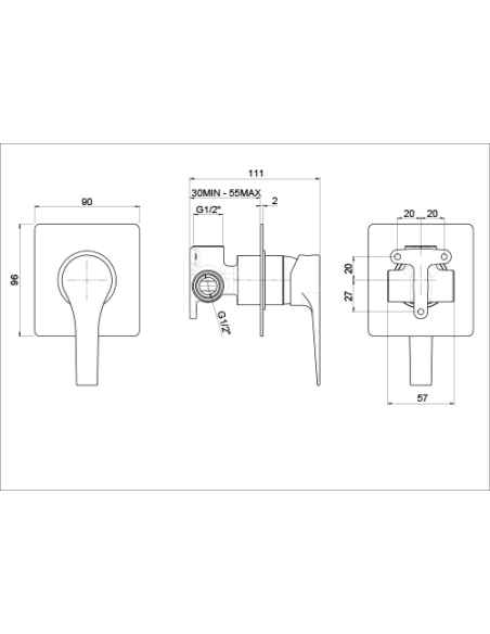 Miscelatore Jacuzzi incasso ad 1 uscita per doccia serie Light 0LT00410JA01 cromato - Kallea