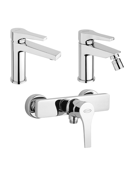 Set Rubinetti Jacuzzi per lavabo e bidet con piletta click clack inclusa e doccia esterno serie Light cromato - Kallea