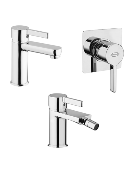 Set Rubinetti Jacuzzi per lavabo e bidet con piletta click clack inclusa e doccia incasso serie Fire cromato - Kallea