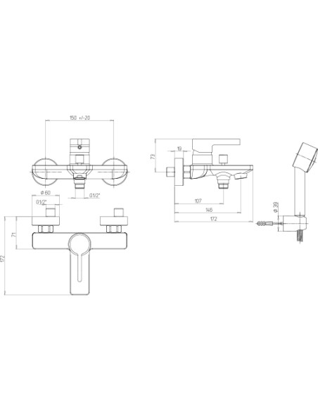 Set Rubinetti Jacuzzi per lavabo e bidet con piletta click clack inclusa e vasca serie Fire cromato - Kallea