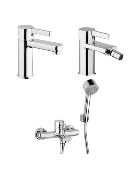 Set Rubinetti Jacuzzi per lavabo e bidet con piletta click clack inclusa e vasca serie Fire cromato - Kallea