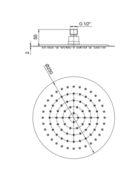 Soffione Jacuzzi tondo in acciaio inox ultrapiatto diametro 250mm art. 1811052AC00 - Kallea