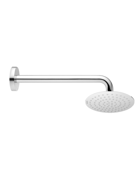 Set soffione doccia tondo Jacuzzi da 25 cm in acciaio inox ultrapiatto e braccio doccia tondo da 35 cm cromato - Kallea