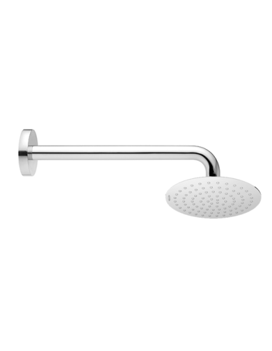 Set soffione doccia tondo Jacuzzi da 30 cm in acciaio inox ultrapiatto e braccio doccia tondo da 35 cm cromato - Kallea