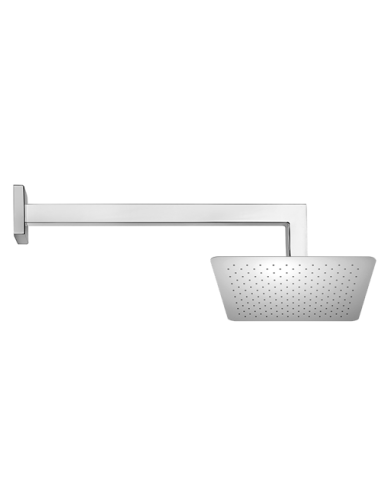 Set soffione doccia quadro Jacuzzi da 30 cm in acciaio inox ultrapiatto e braccio doccia quadro da 33 cm cromato - Kallea