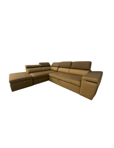 Divano angolare Gisella Mozart con pouff contenitore sinistro 285x238 mozart 7 beige e mozart 5 brown - Kallea