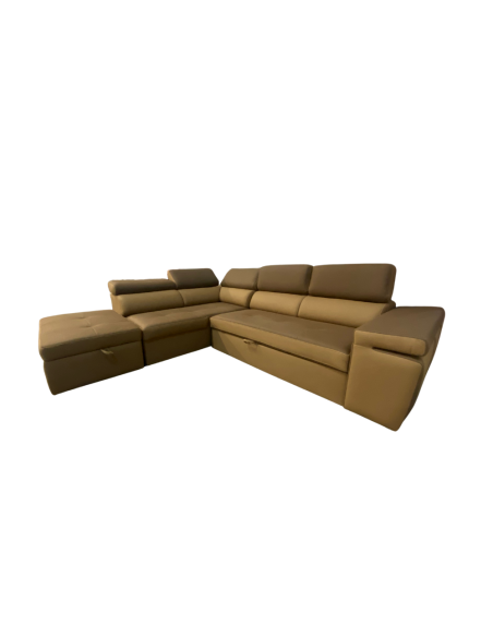 Divano angolare Gisella Mozart con pouff contenitore sinistro 285x238 mozart 7 beige e mozart 5 brown - Kallea