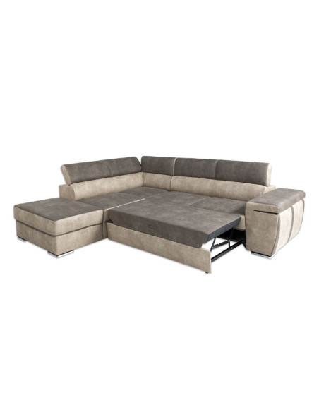 Divano angolare Gisella Mozart con pouff contenitore sinistro 285x238 mozart 7 beige e mozart 5 brown - Kallea