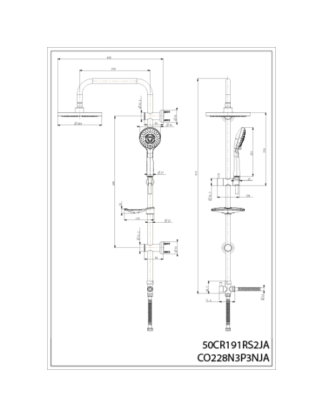 Colonna doccia Jacuzzi serie Soft regolabile a fori esistenti con deviatore meccanico 0SF00846JA00 - Kallea