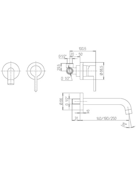 Rubinetto Jacuzzi a incasso per lavabo serie Sunrise con piletta click clack inclusa 0SN00497JA00 cromato - Kallea