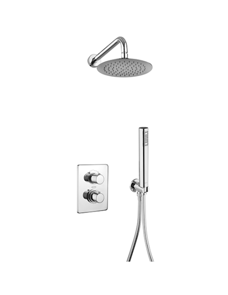 Kit doccia Jacuzzi tondo con doccia incasso con deviatore + soffione + braccio + doccetta e supporto snodato con presa acqua ...