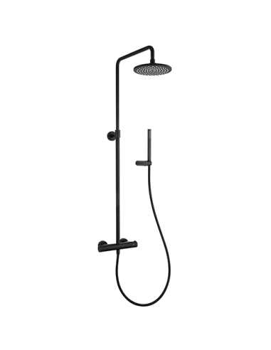 Colonna doccia termostatica Jacuzzi Luce YO con deviatore integrato e flessibile 0LCYO199JA00 nero opaco - Kallea