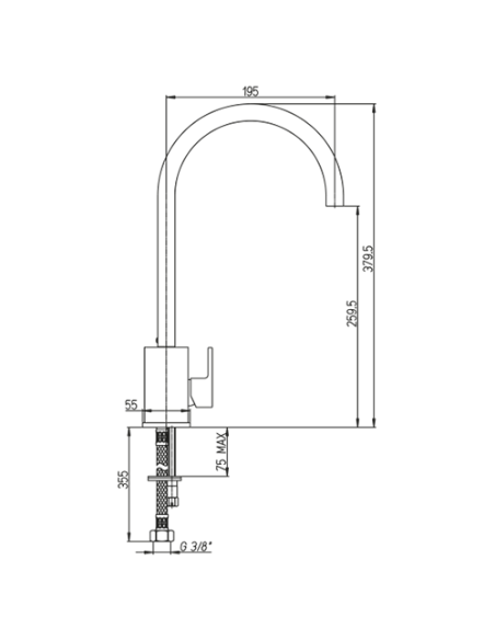 Rubinetto Miscelatore monoforo per lavello cucina Piralla serie Fonte con bocca alta orientabile 0FO00104A16 cromato - Kallea