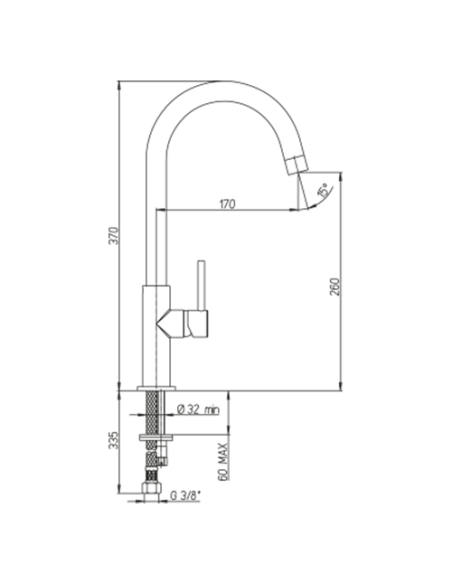 Rubinetto Miscelatore monoforo per lavello cucina Piralla serie Elisir con bocca alta orientabile 0EL00104YOB16 nero opaco e ...