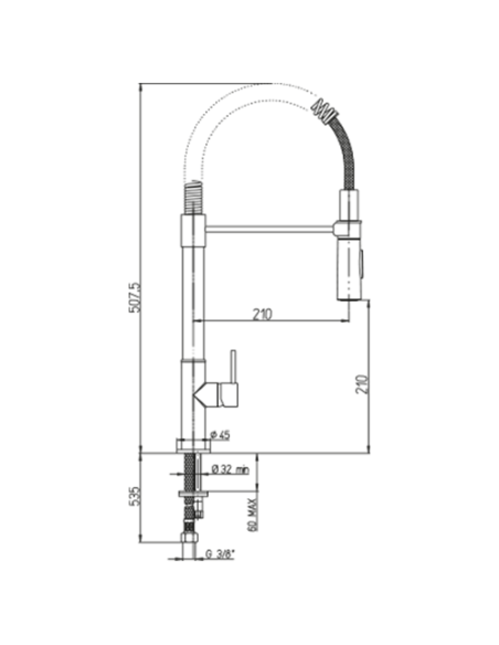 Rubinetto Miscelatore monoforo per lavello cucina Piralla serie Elisir con bocca a molla orientabile doccia due getti 0EL0058...