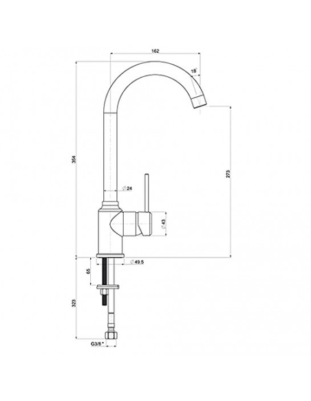 Rubinetto Miscelatore monoforo per lavello cucina Piralla serie Leone con canna alta orientabile 0LE00104A21 cromo - Kallea