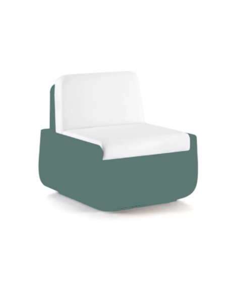 Set completo Plust con sofa poltrona e tavolino serie Bold con coperchio bianco interno esterno in polietilene - Bianco e Ver...